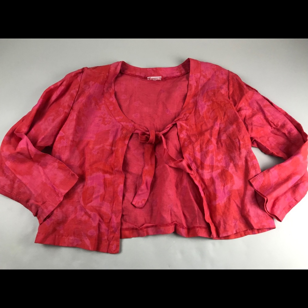 Habitat Red Pink Crop Tie Front Open Cardigan M